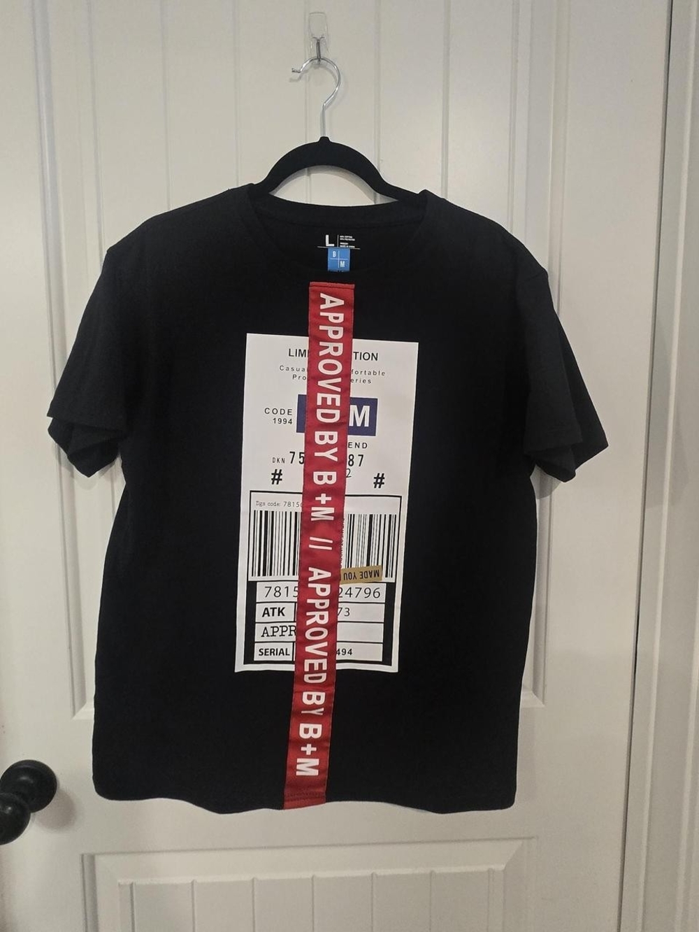 Men's Black Graphic Tee with Red Accent